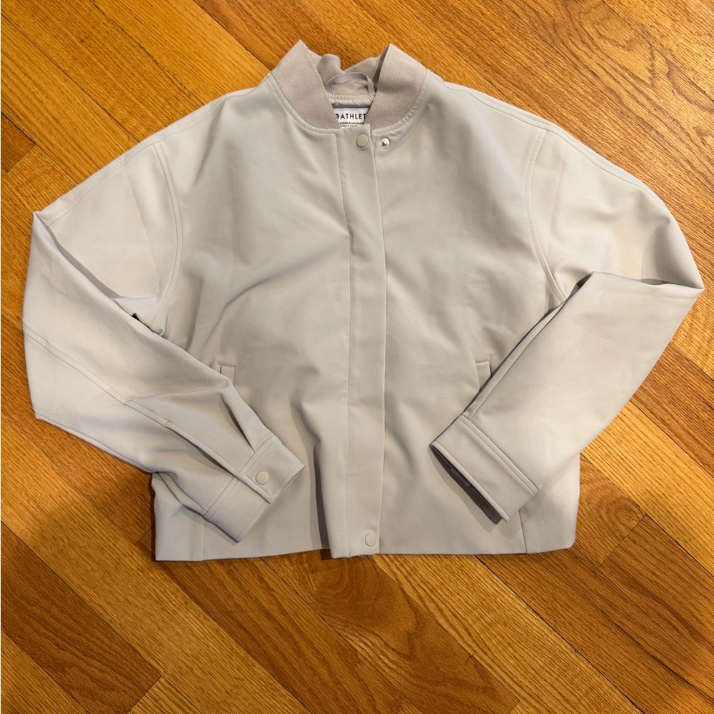 Athleta Neutral Light Gray Bomber Jacket